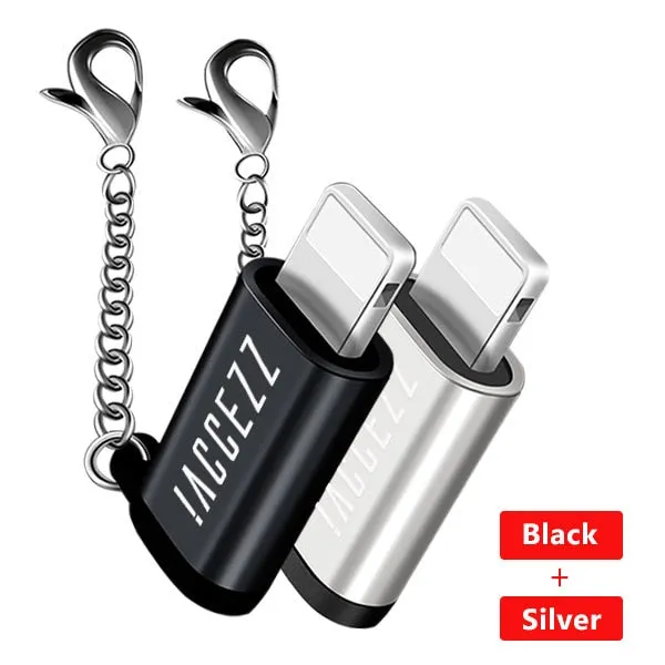 1PC 2PC OTG Adapter For iphone X 7 8 6 5 Plus XS MAX XR Sync Data Charger Micro USB To Lighting Converter With Key Chain