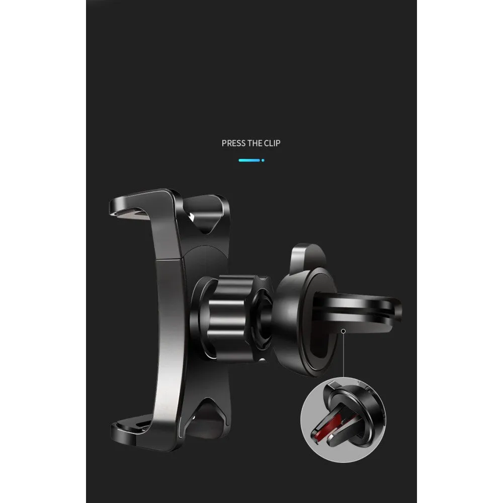 3 in 1 Car GPS Smartphone Holder: Dashboard / Visor Clamp   AC Grid Clip for Aermoo R1 - Black