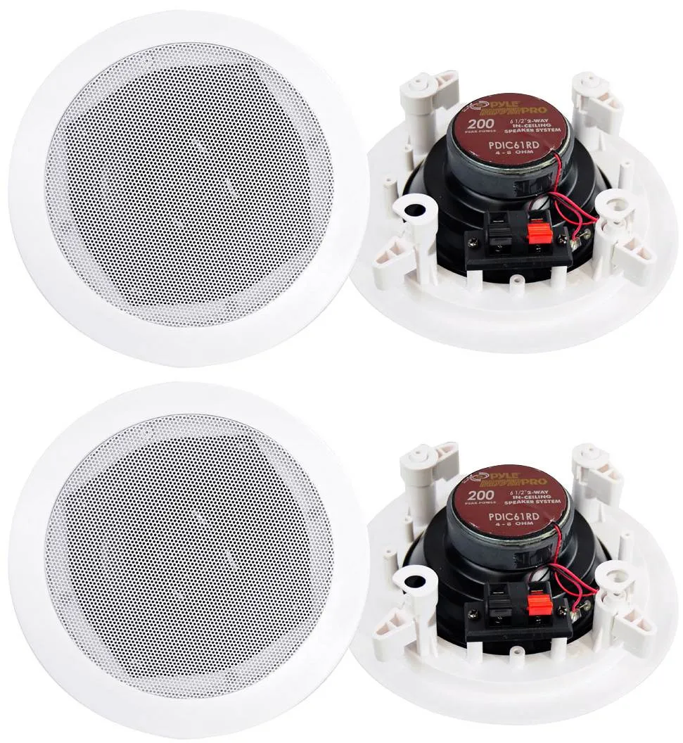 4) New PYLE PRO PDIC61RD 6.5'' White 400W 2-Way In-Ceiling/Wall Speakers System