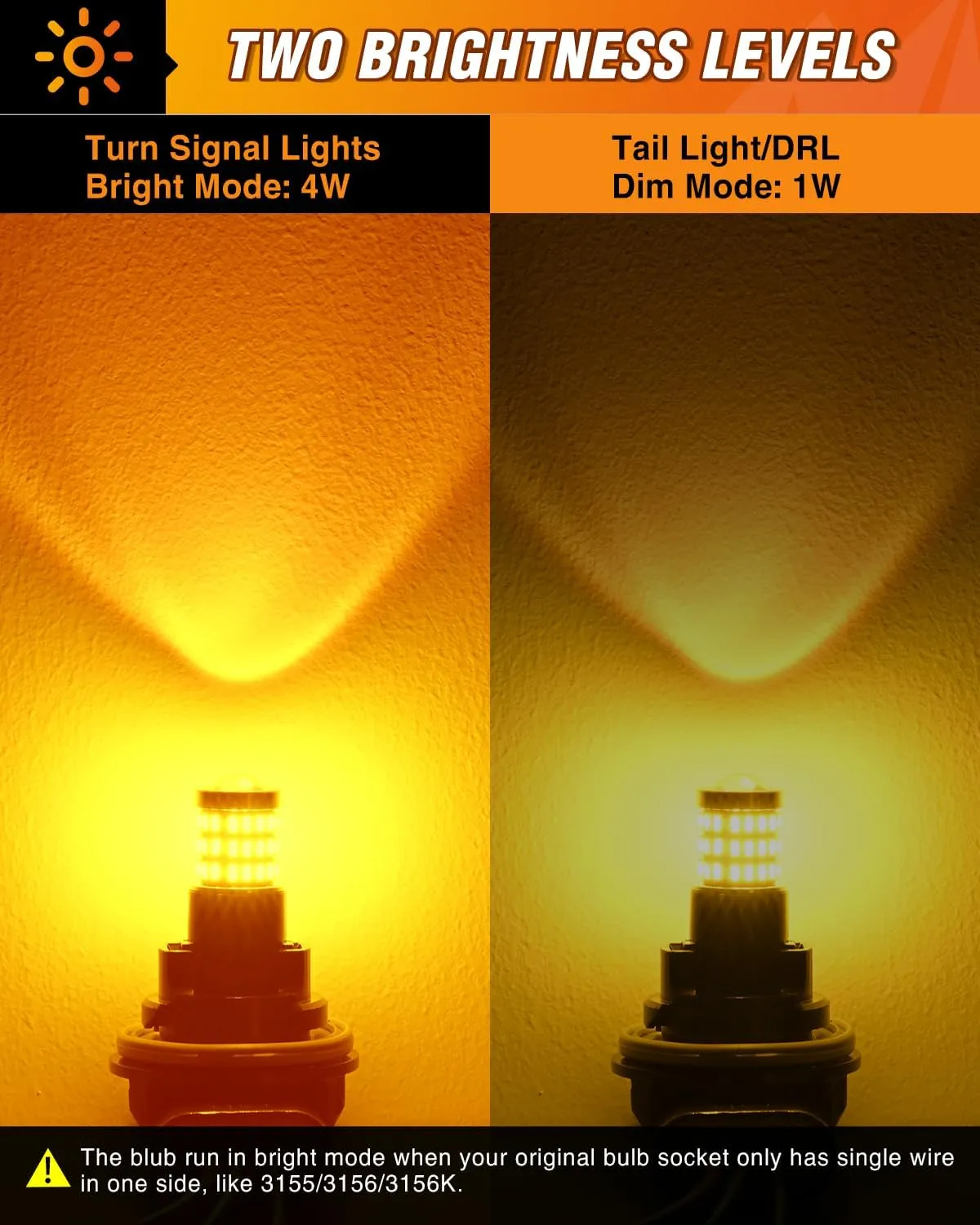 57LEDs Amber Yellow 3156 3056 4157 3057 3157 LED Bulbs (Pairs)