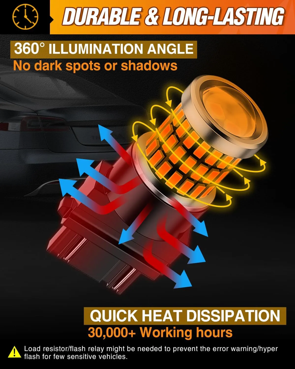 57LEDs Amber Yellow 3156 3056 4157 3057 3157 LED Bulbs (Pairs)