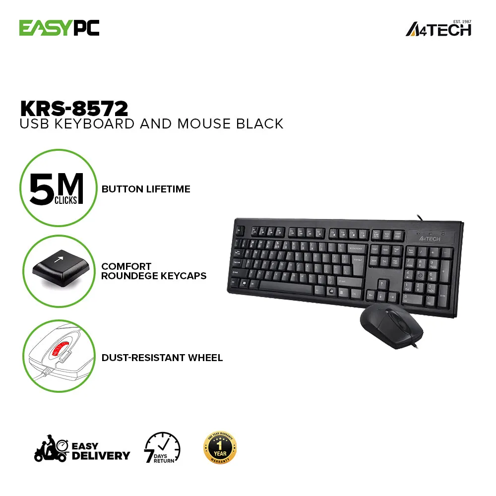 A4Tech KRS-8572 Usb Keyboard and Mouse Black