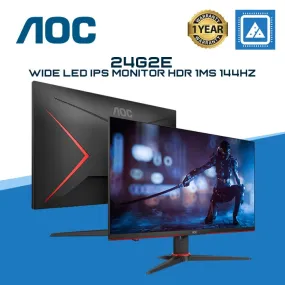 AOC 24G2E 23.8" WIDE LED IPS MONITOR HDR 1MS 144HZ WLMNT (VGA, 2XHDMI, DP)