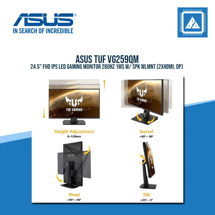 ASUS TUF VG259QM 24.5" FHD IPS LED GAMING MONITOR 280HZ 1MS W/ SPK WLMNT (2XHDMI, DP)