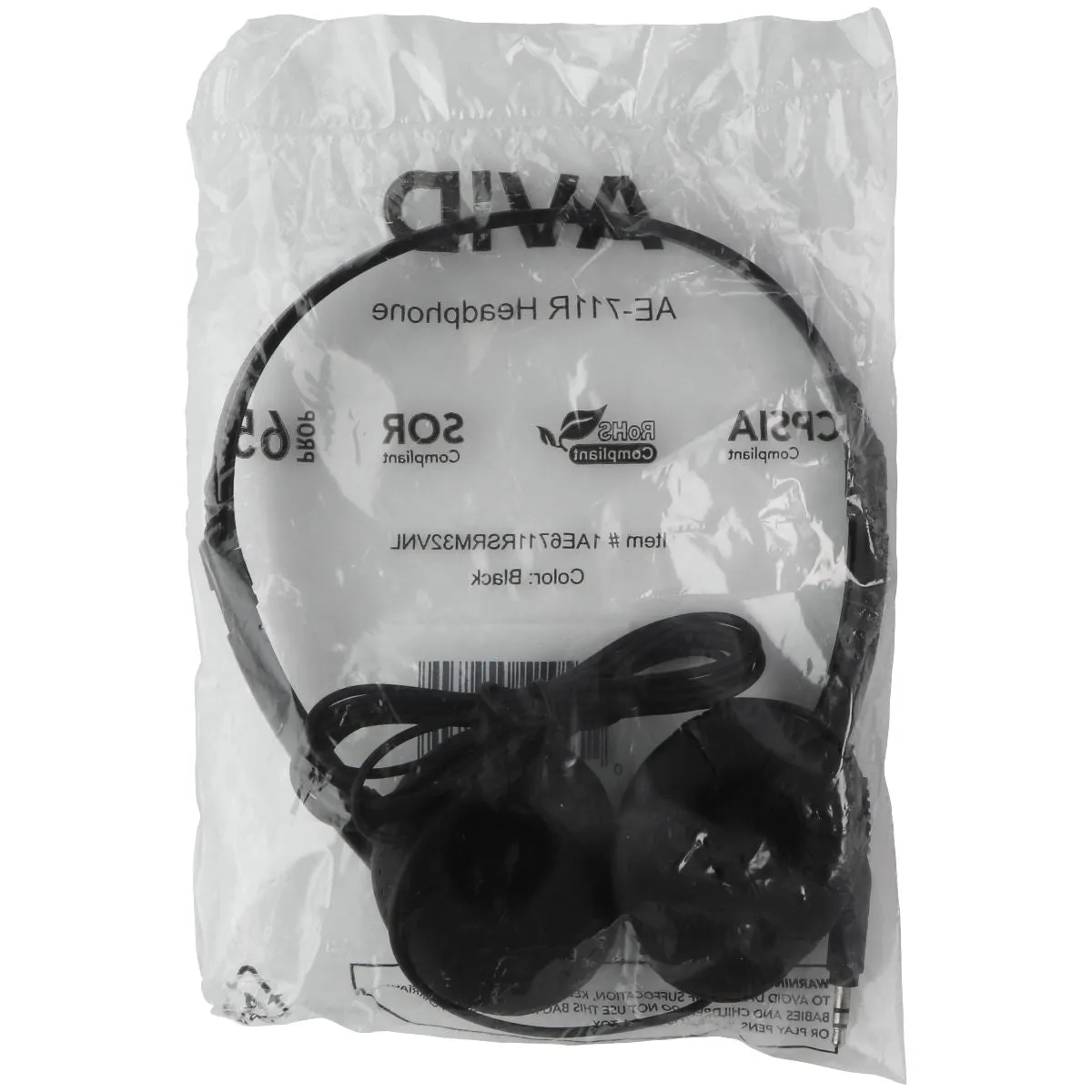 AVID (AE-711R) Wired 3.5mm On-Ear Headphones - Black