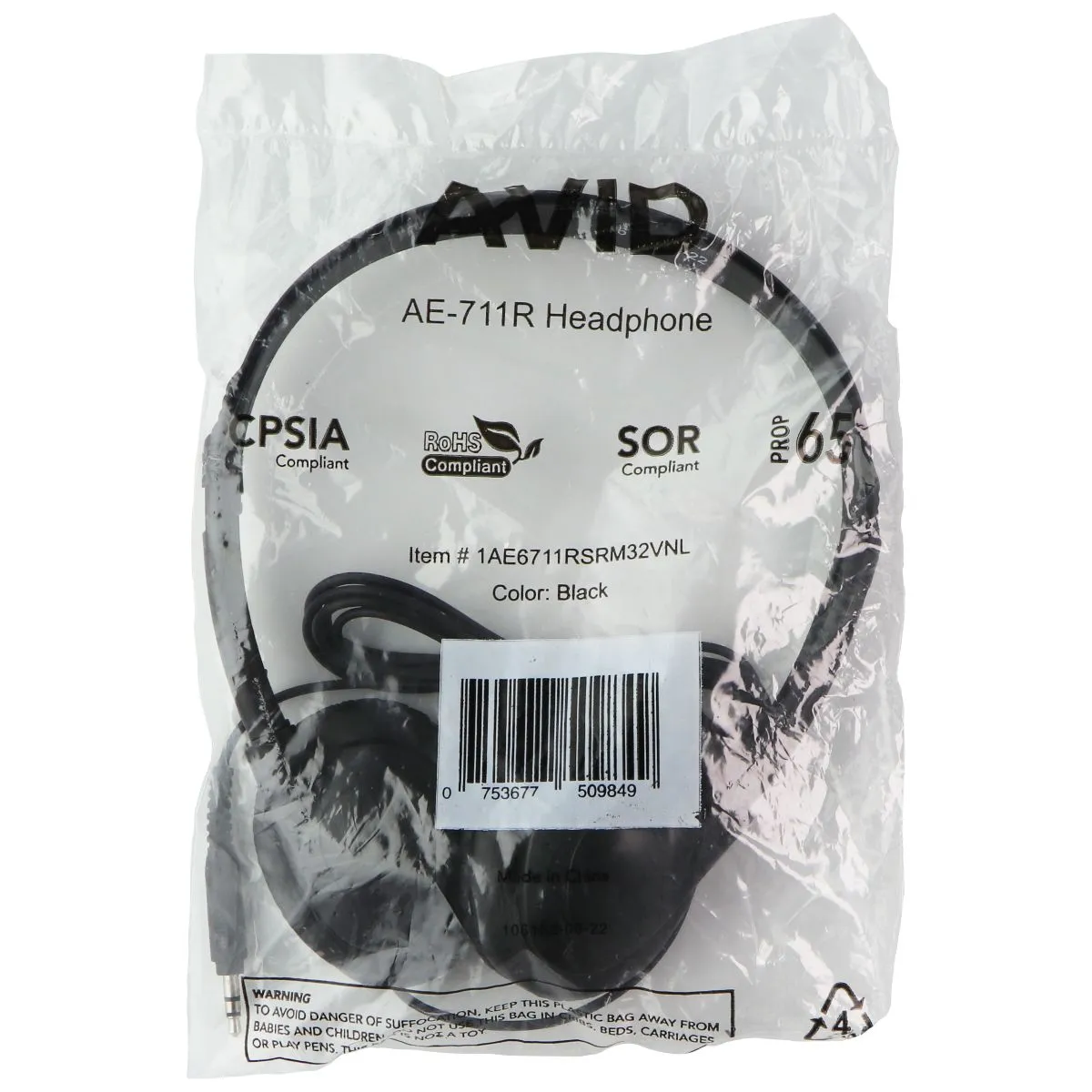 AVID (AE-711R) Wired 3.5mm On-Ear Headphones - Black