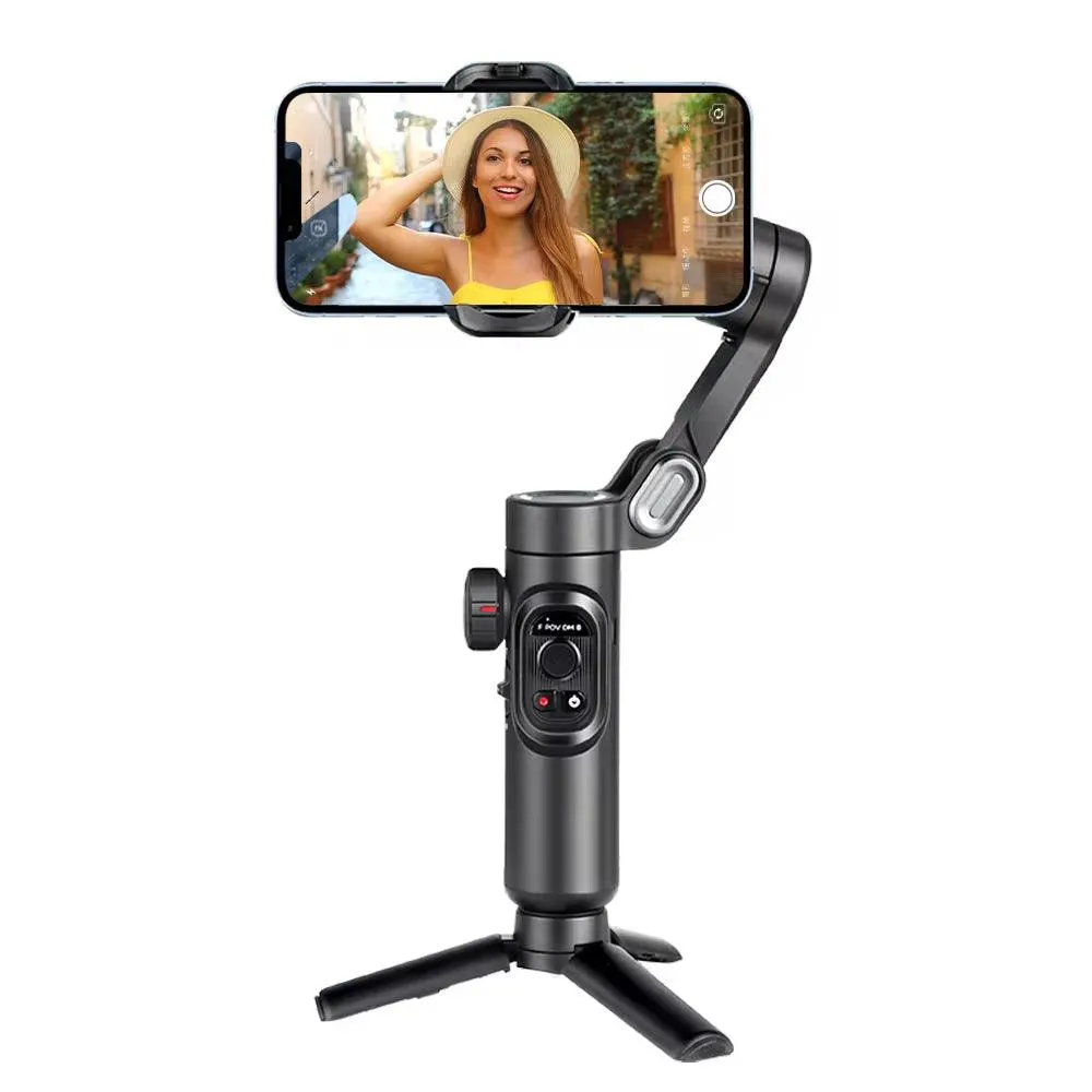 Axis smartphone gimbal with focus wheel and face tracking