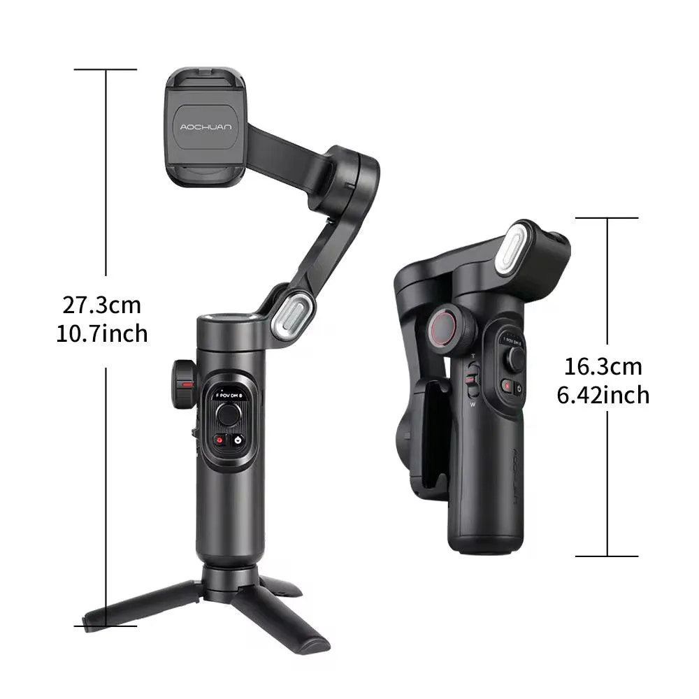 Axis smartphone gimbal with focus wheel and face tracking