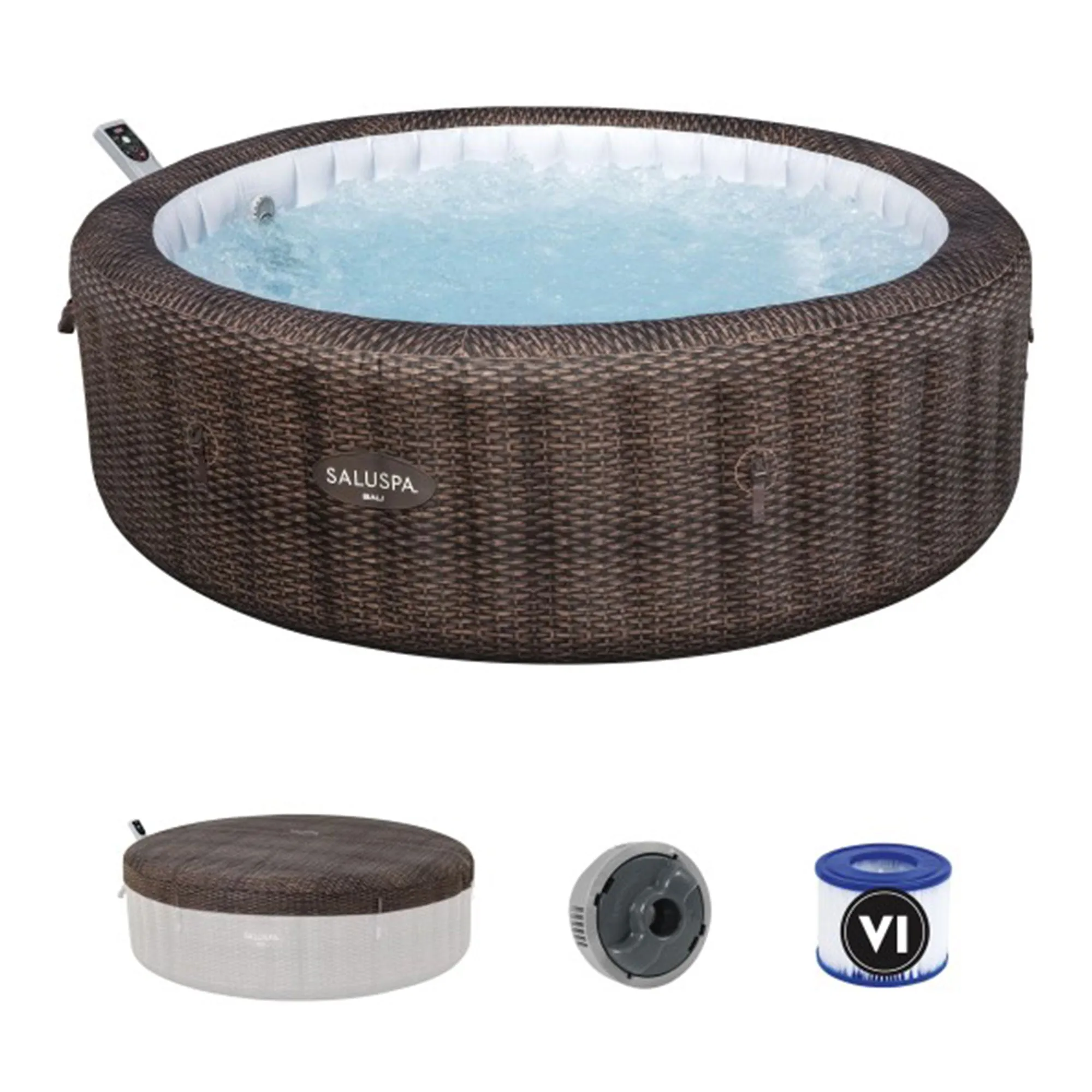 Bestway SaluSpa Bali Smart AirJet Inflatable Hot Tub w/ EnergySense Cover, Brown