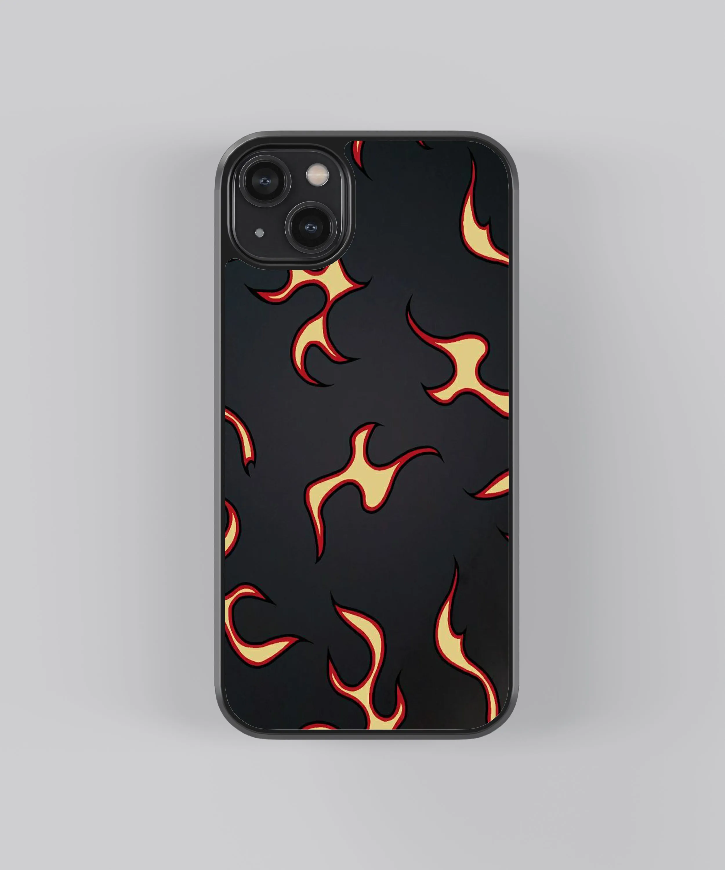 Black Flames Pattern Glass Phone Case Cover