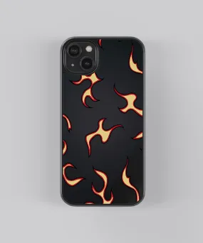 Black Flames Pattern Glass Phone Case Cover