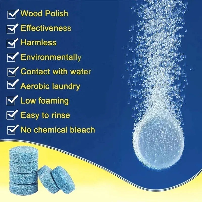 Car Windshield Cleaner Effervescent Tablet Universal Window Glass Washer Fluid Concentrated Solid Set Remove Stains Clear Vision