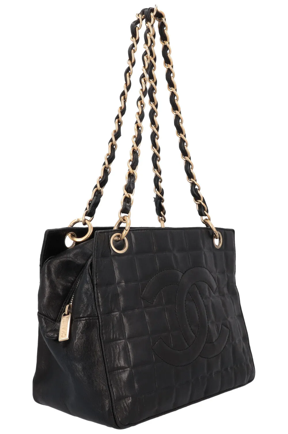 CHANEL Chocolate Bar Bag Leather Black