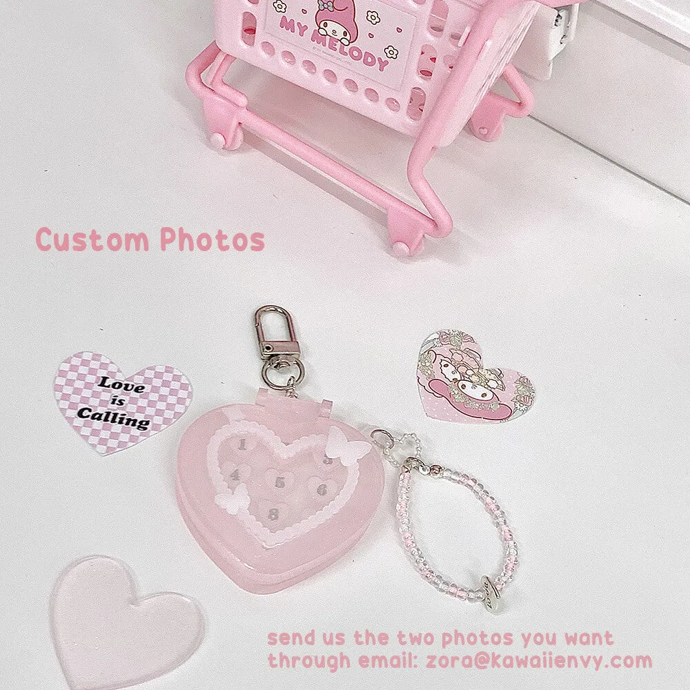 Custom Photos Pink Flip Phone Charm keychain