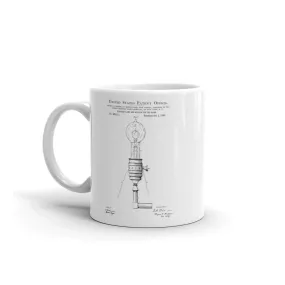 Edison Electric Lamp and Holder Patent Mug 1880 - Old Patent Mug, Lamp Mug, Edison Mug. Edison Light, Edison Patent, Light Bulb Mug