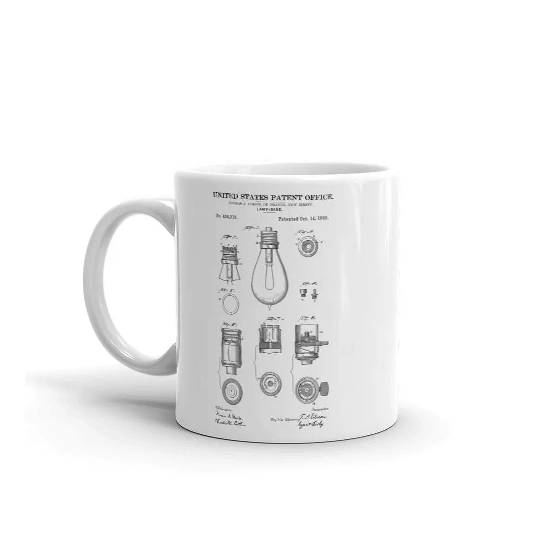 Edison Lamp Base Patent Mug - Patent Mug, Old Patent Mug, Lamp Mug, Edison Mug. Edison Light, Edison Patent, Light Bulb