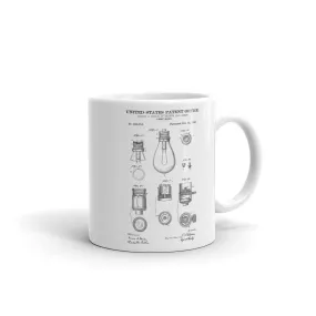 Edison Lamp Base Patent Mug - Patent Mug, Old Patent Mug, Lamp Mug, Edison Mug. Edison Light, Edison Patent, Light Bulb