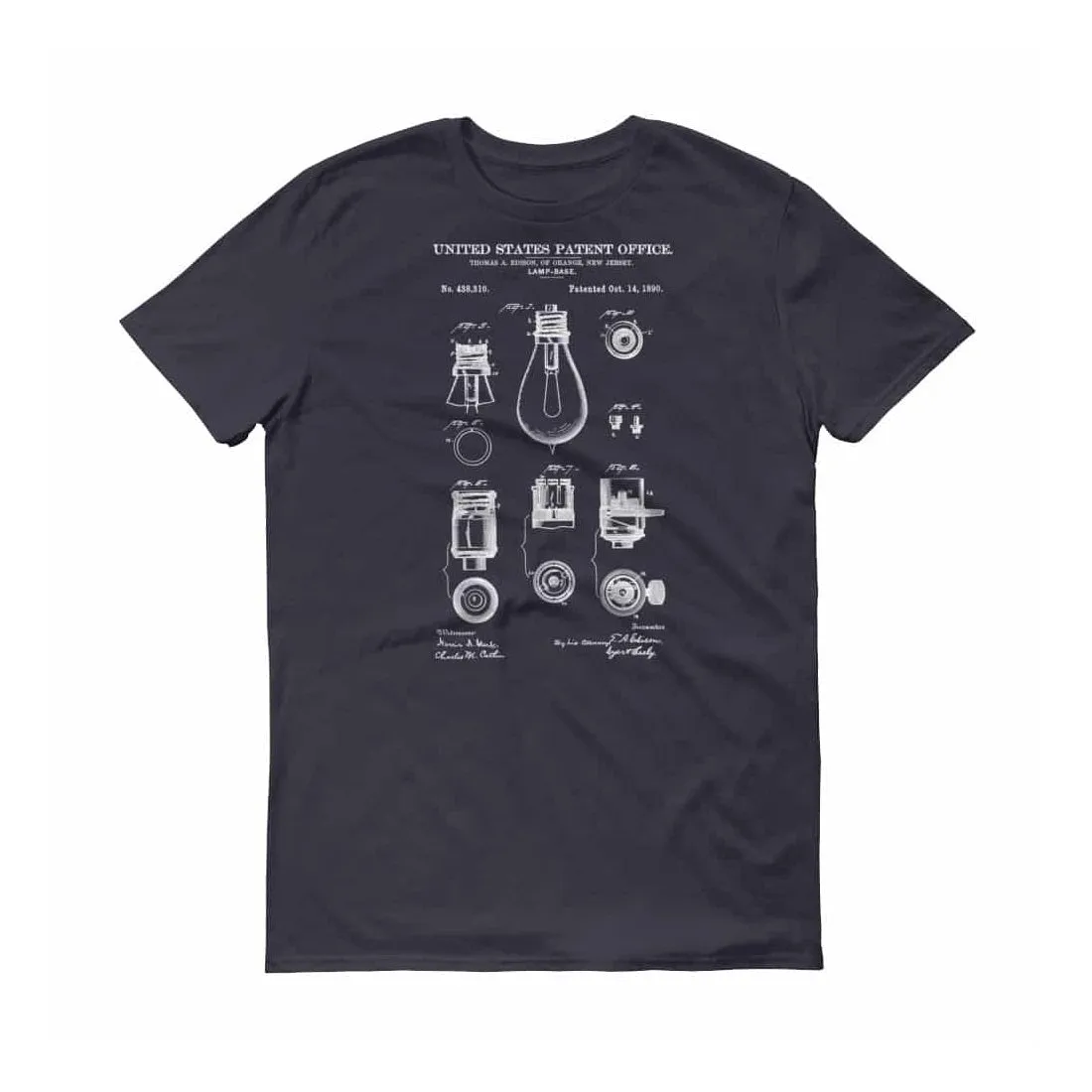 Edison Lamp Base Patent T-Shirt - Patent t-shirt, Old Patent T-shirt, Lamp T-Shirt, Edison T-Shirt. Edison Light, Edison Patent, Light Bulb