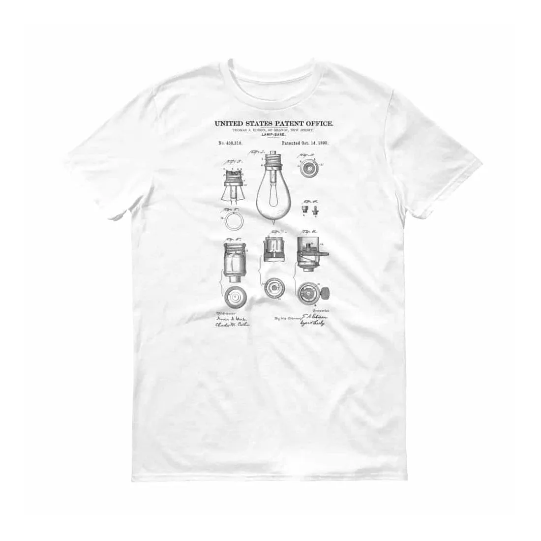 Edison Lamp Base Patent T-Shirt - Patent t-shirt, Old Patent T-shirt, Lamp T-Shirt, Edison T-Shirt. Edison Light, Edison Patent, Light Bulb