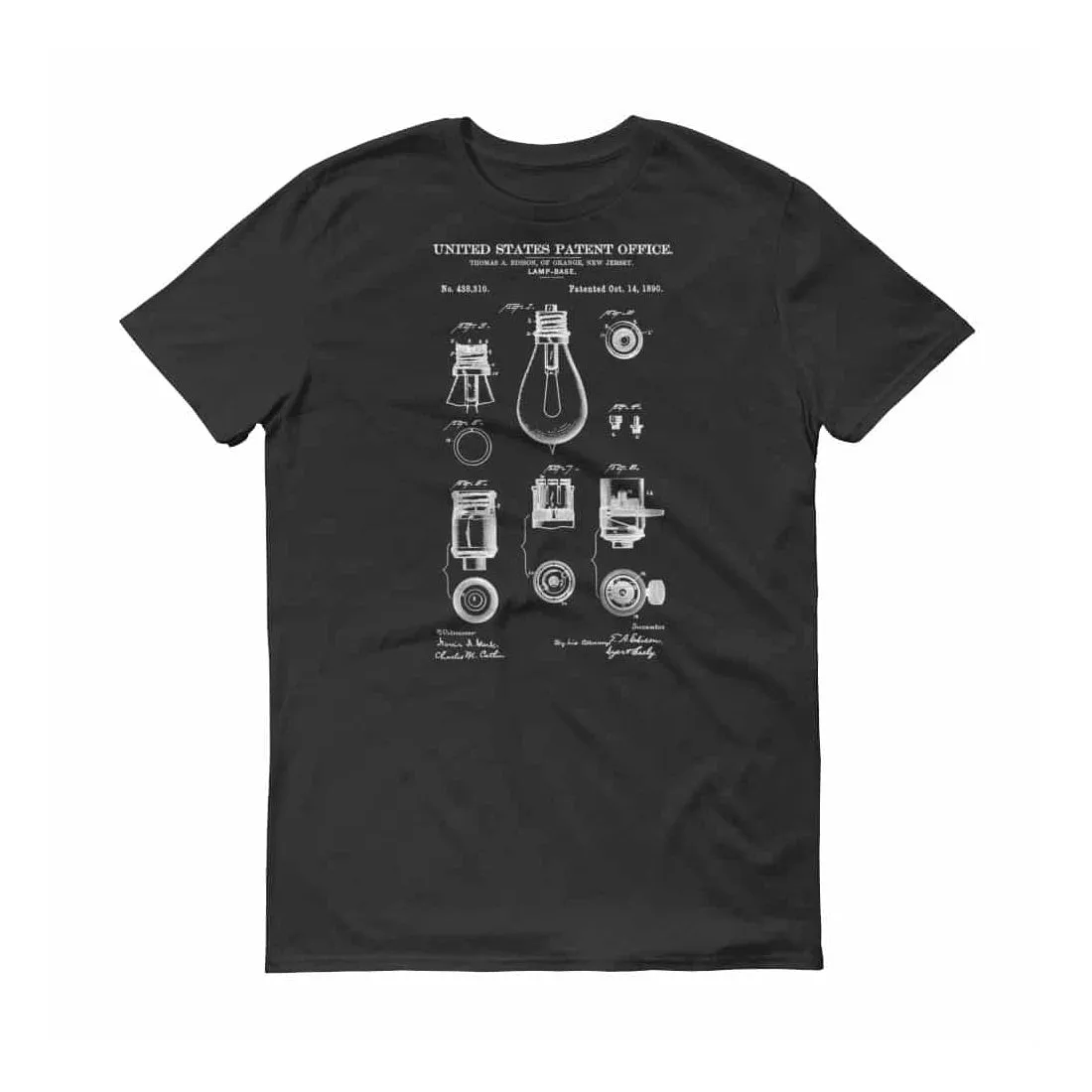 Edison Lamp Base Patent T-Shirt - Patent t-shirt, Old Patent T-shirt, Lamp T-Shirt, Edison T-Shirt. Edison Light, Edison Patent, Light Bulb