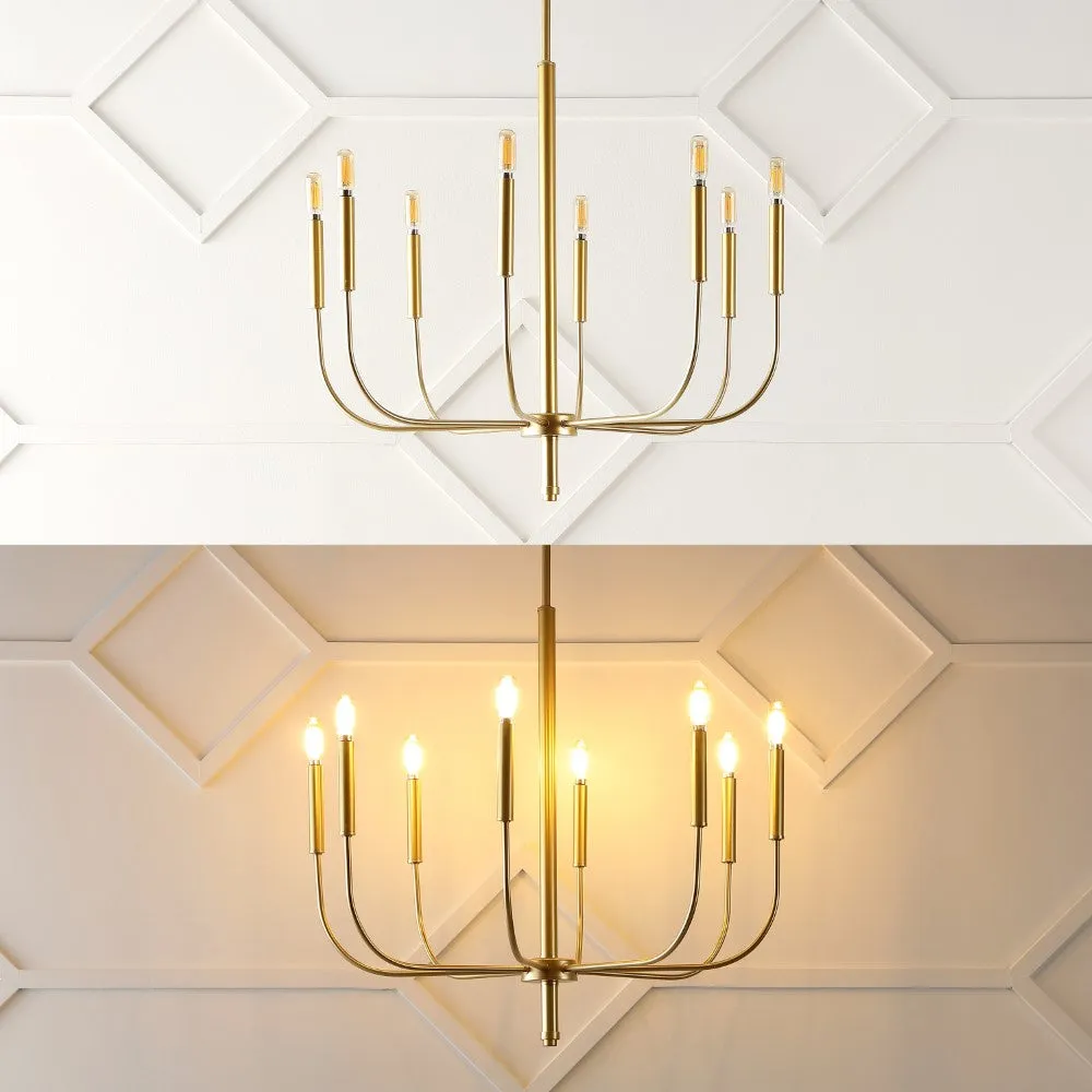 Elegant 27.25"  Modern Mid-Century Iron LED Chandelier