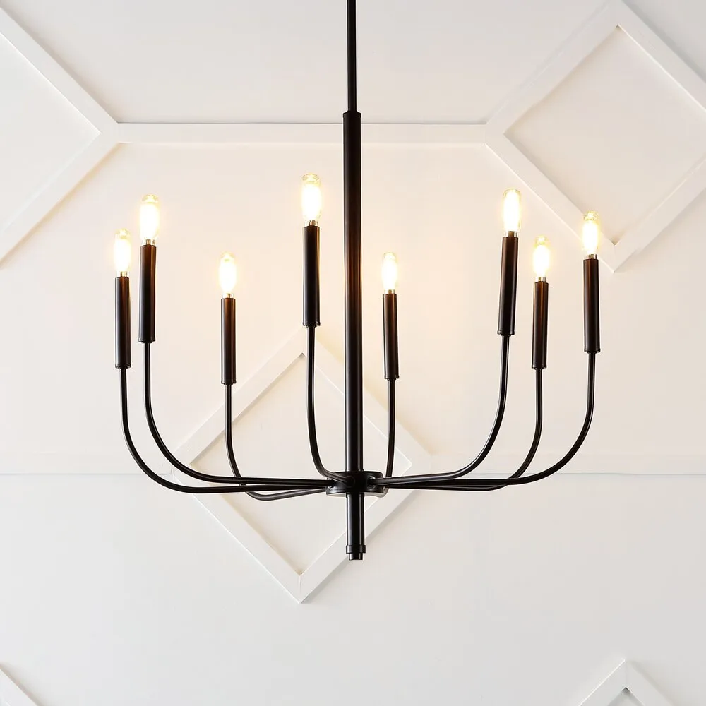 Elegant 27.25"  Modern Mid-Century Iron LED Chandelier