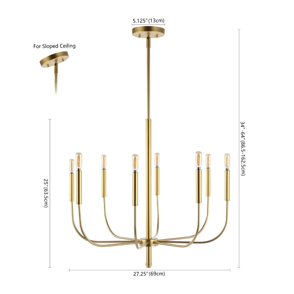 Elegant 27.25"  Modern Mid-Century Iron LED Chandelier