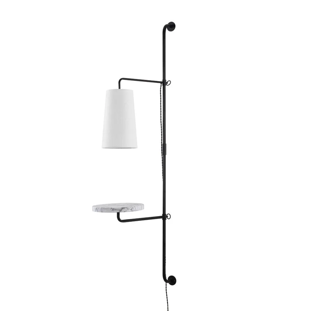 Exposed 11.5" Contemporary Industrial Iron Plug-In with Adjustable White Marble Table LED Sconce
