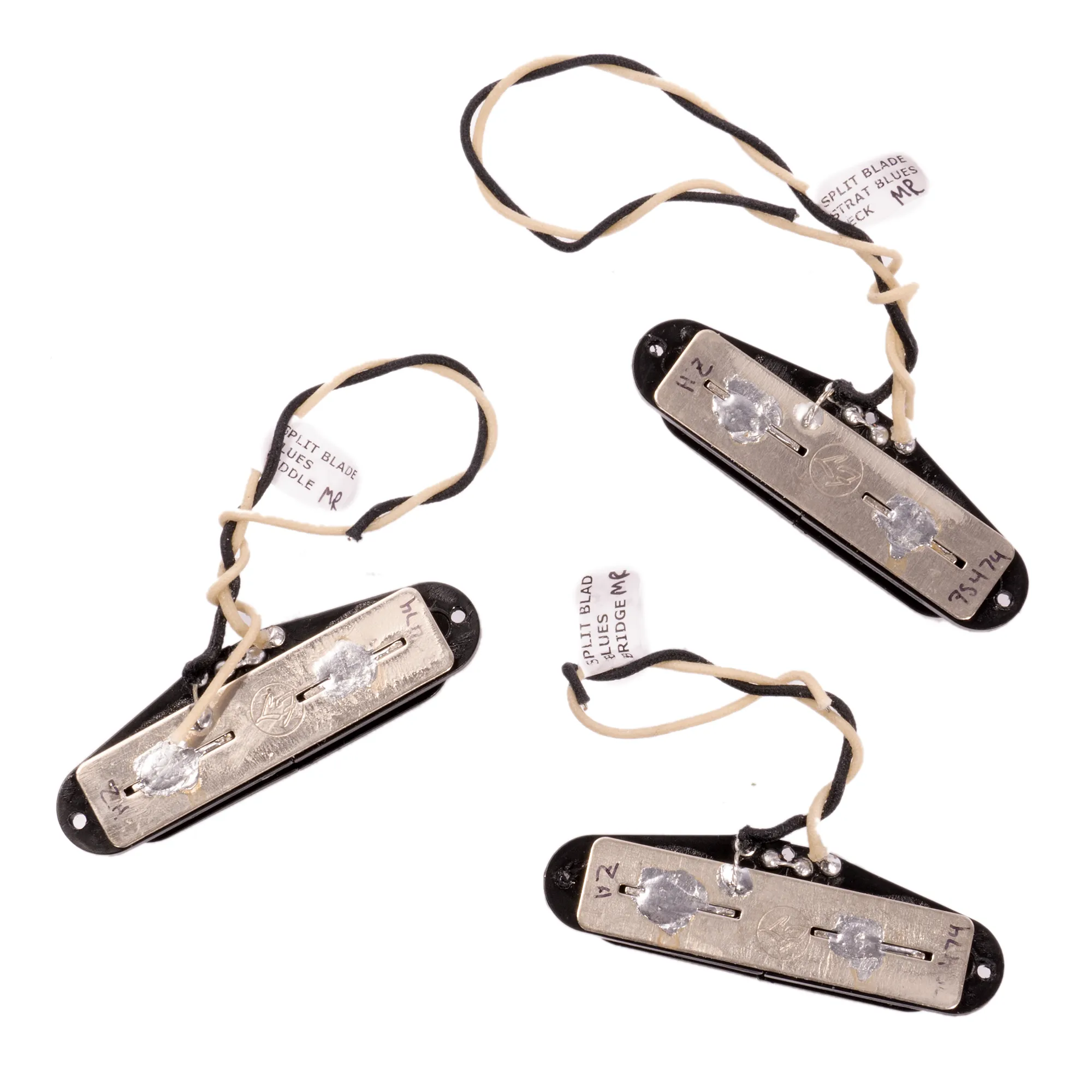 Fralin Split Blade Hum Cancelling Strat Electric Guitar Pickup Set, Black, Blues Output, Medium