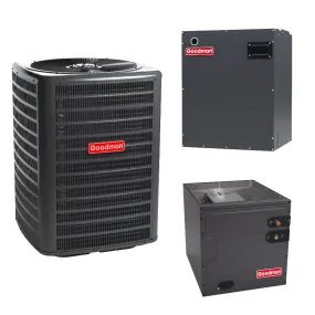 Goodman 2.5 Ton 15.2 SEER2 System: R32 Air Conditioner Condenser model GLXS4BA3010, Vertical coil CAPTA3026C3, Modular Blower MBVB16CP1X00
