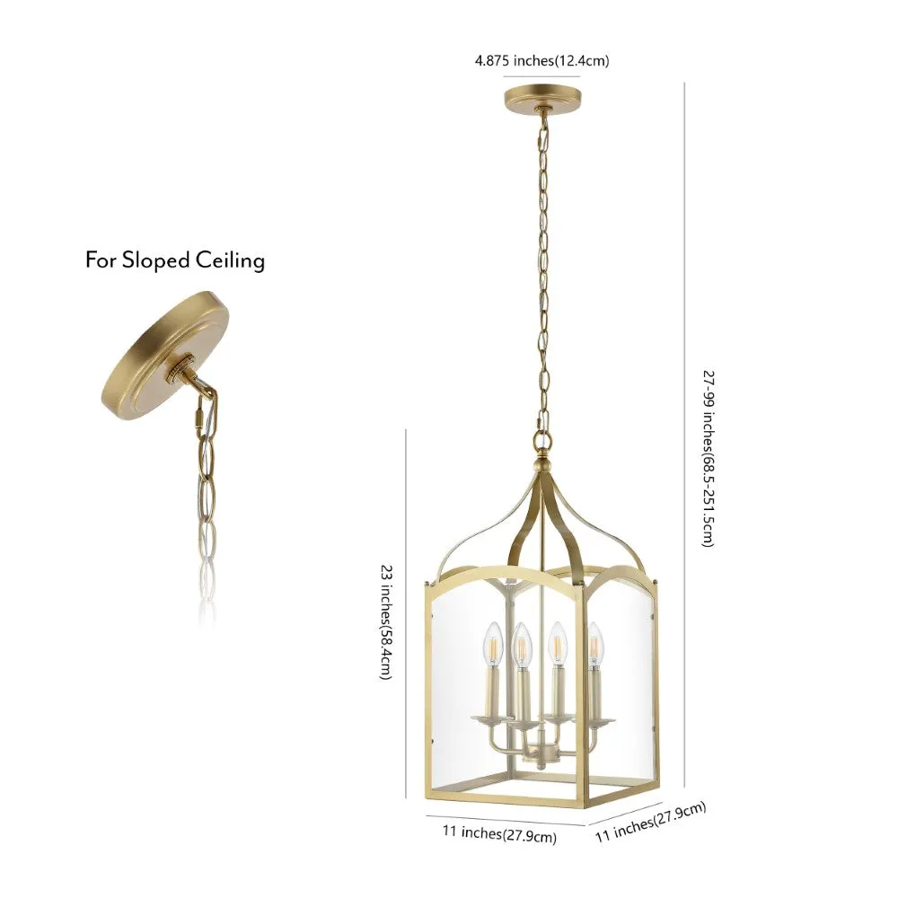 Hayes 11" Lantern Metal/Glass LED Pendant