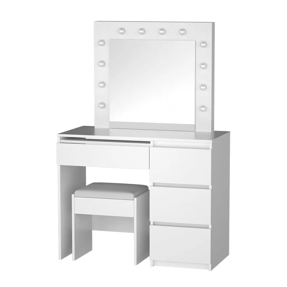 LED Vanity Table Set with 12 Bulbs and Stool - Artiss