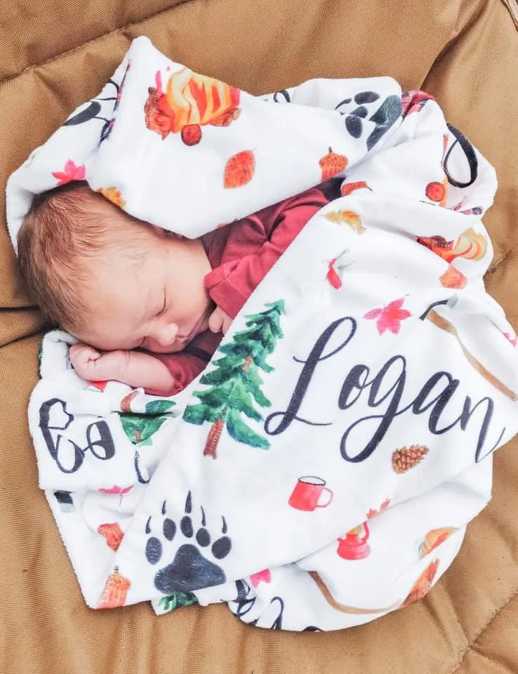 Lumberjack Print Personalized Minky Blanket (Smooth Minky)