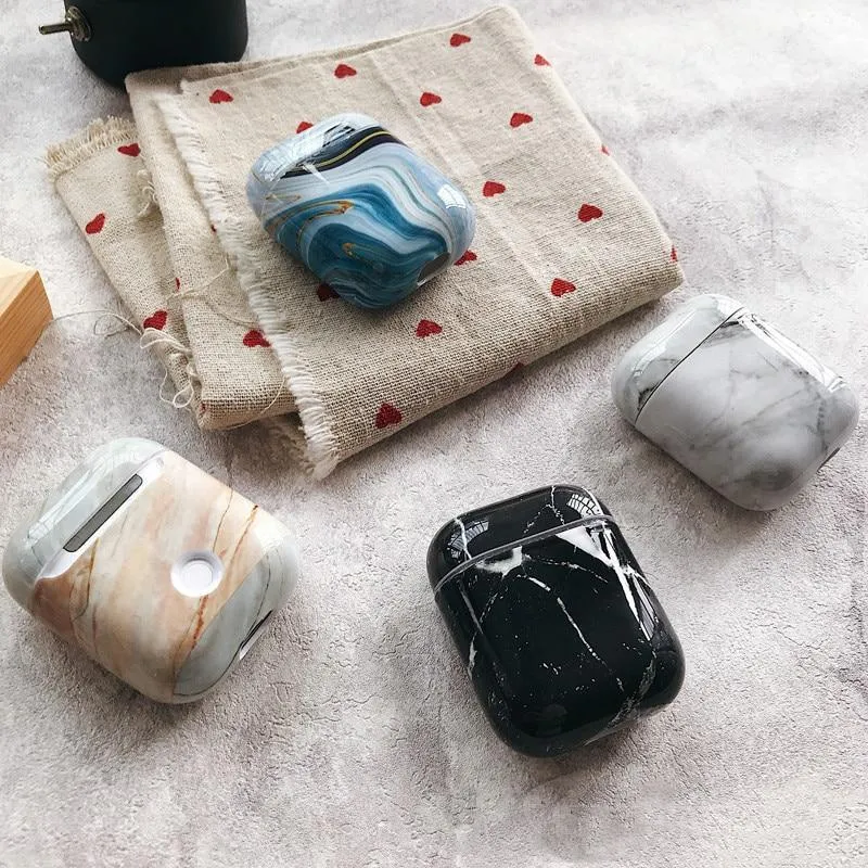 Luxury agate Marble hard case for Apple Airpods case protective cover Bluetooth Wireless Earphone Case Charging Box case bags