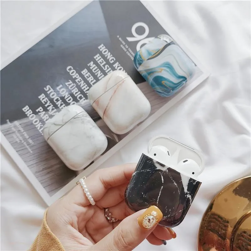 Luxury agate Marble hard case for Apple Airpods case protective cover Bluetooth Wireless Earphone Case Charging Box case bags