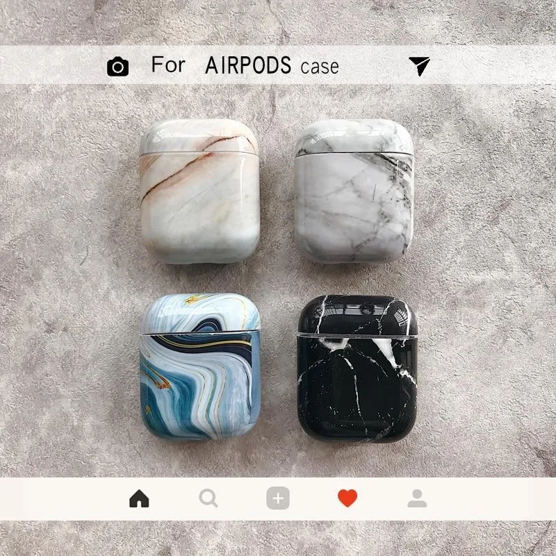 Luxury agate Marble hard case for Apple Airpods case protective cover Bluetooth Wireless Earphone Case Charging Box case bags