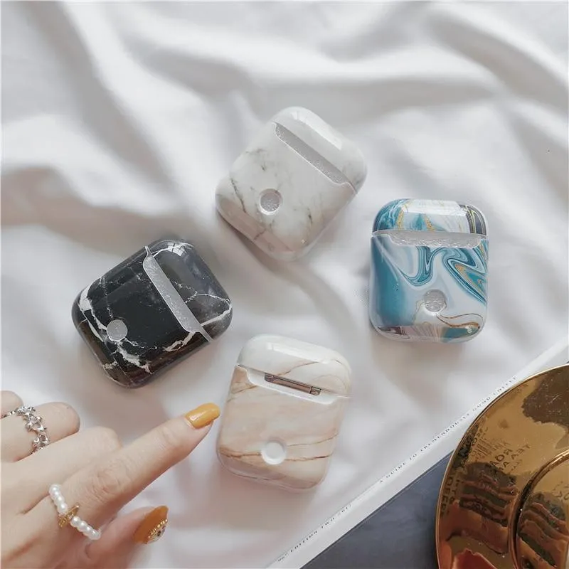 Luxury agate Marble hard case for Apple Airpods case protective cover Bluetooth Wireless Earphone Case Charging Box case bags
