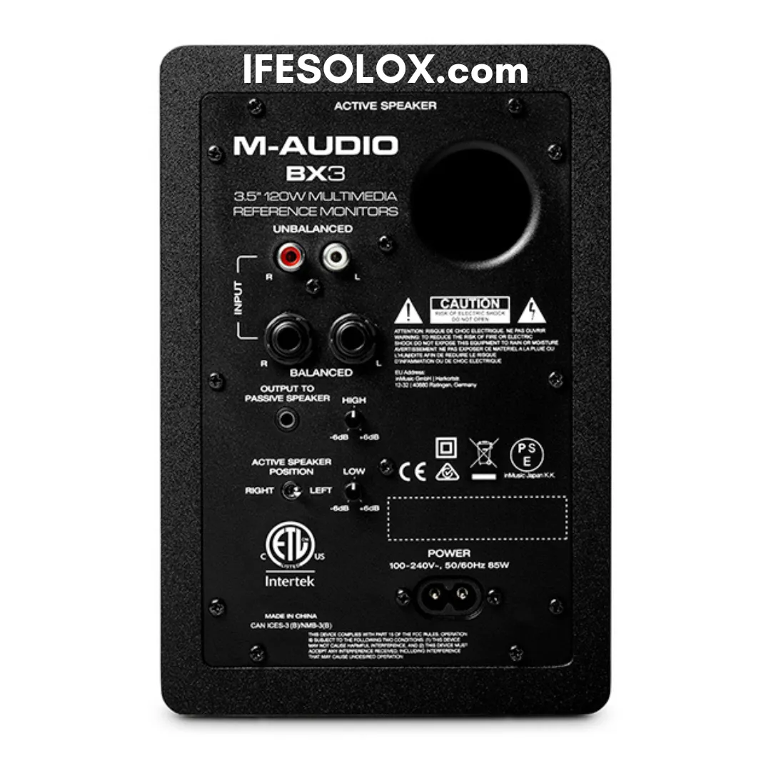 M-AUDIO BX3 Dual (2-Way) 120W 3.5" Powered Studio Reference Monitor Speakers - Brand New