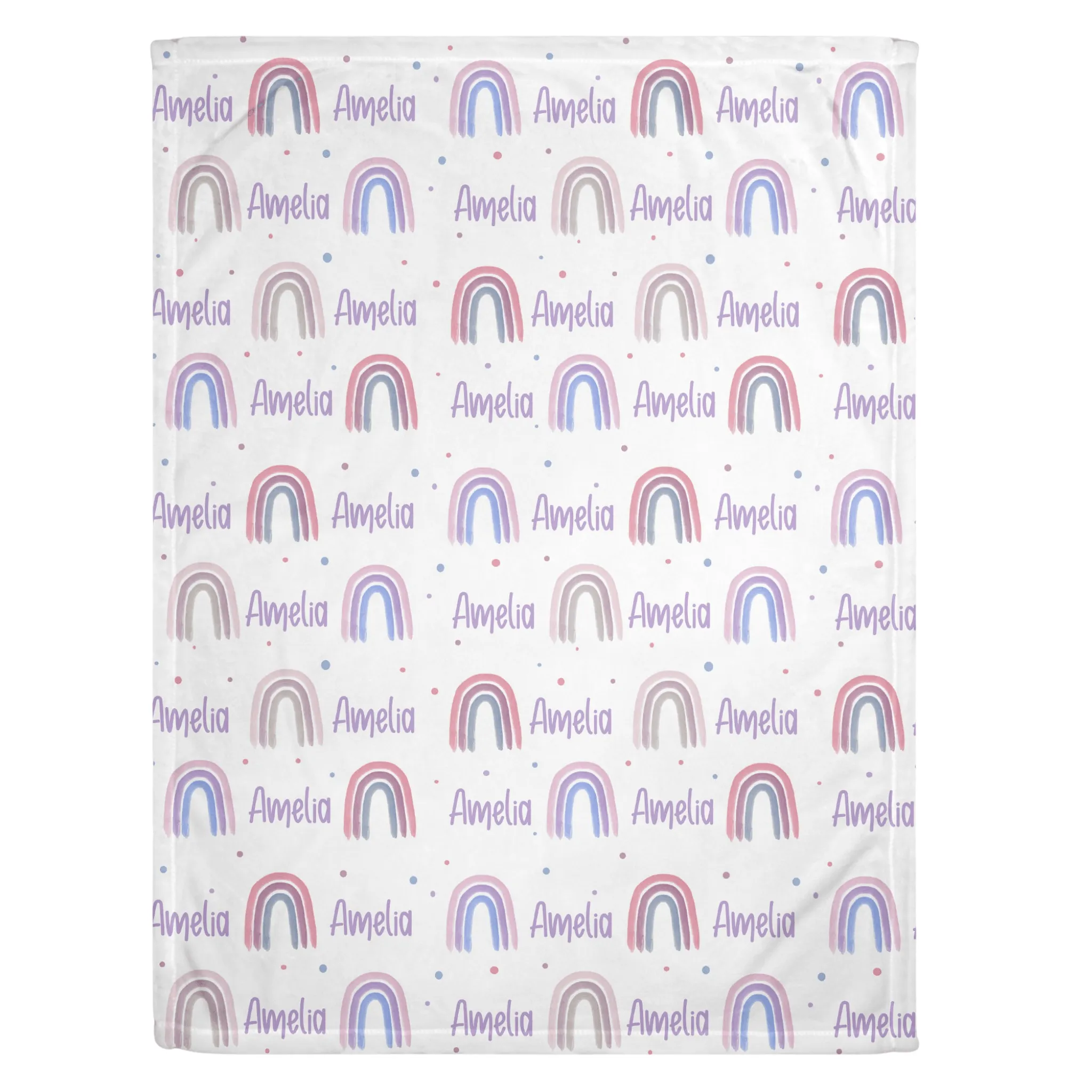 Neutral Rainbow Print (Berry) Personalized Minky Blanket (Smooth Minky)
