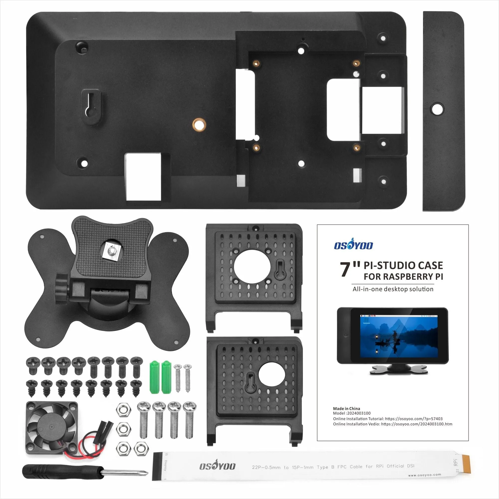 OSOYOO PiStudio Kit for Raspberry Pi 5/4/3, Transforming Pi into 7" workstation