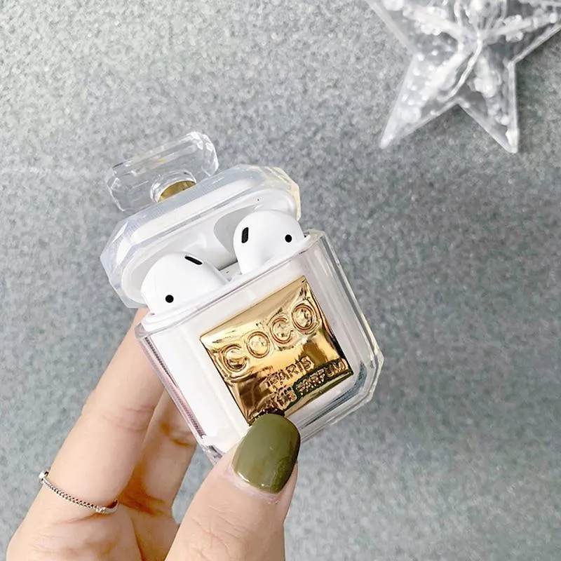 Perfume bottle Silicone Case For Airpods Earphone Protective Case Luxury Shockproof and Drop Clear Soft TPU Case For Apple
