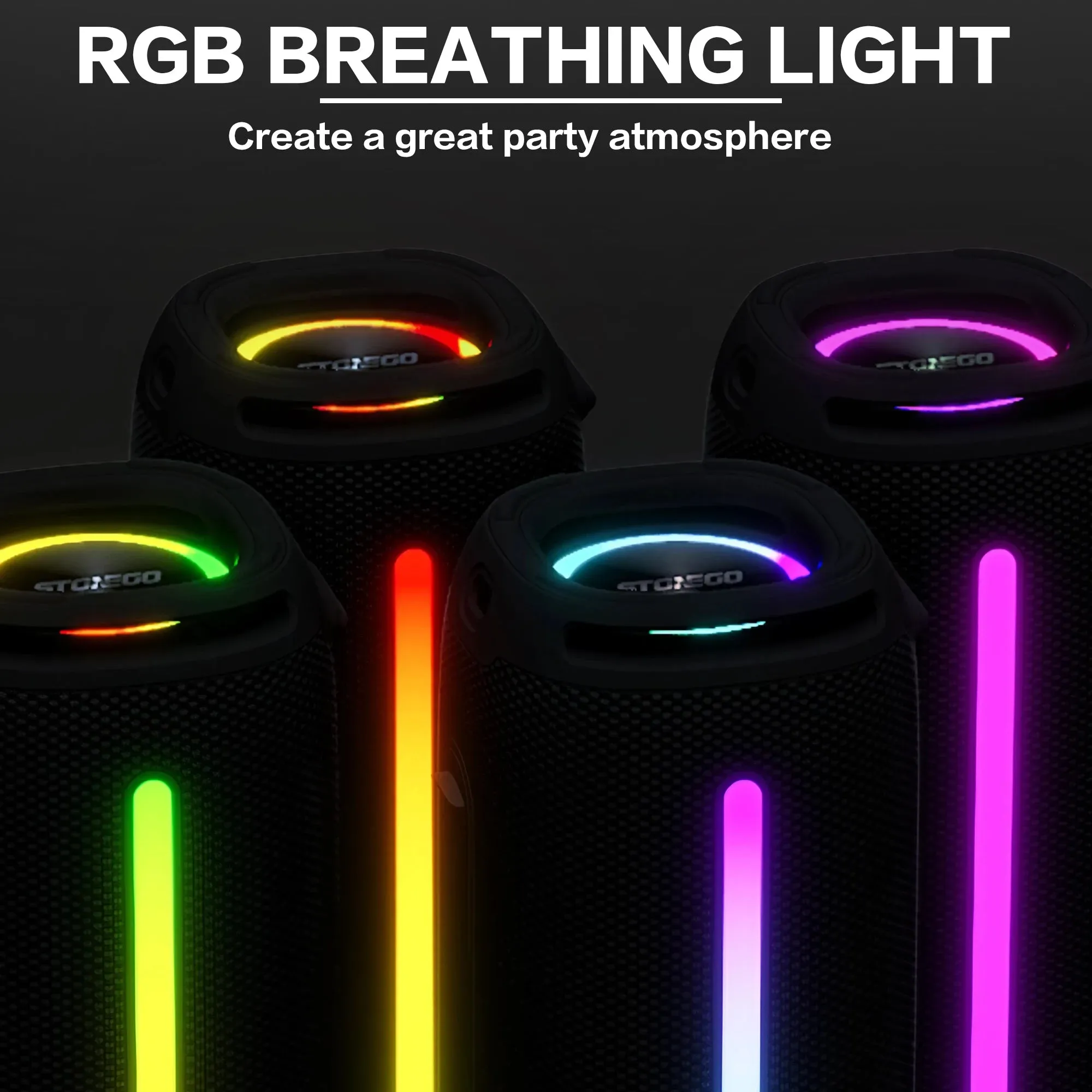 Portable Handheld Audio Bluetooth 5.3 Wireless RGB Flash Audio Dual Speaker Bass Stereo Sound IPX6 Waterproof Audio