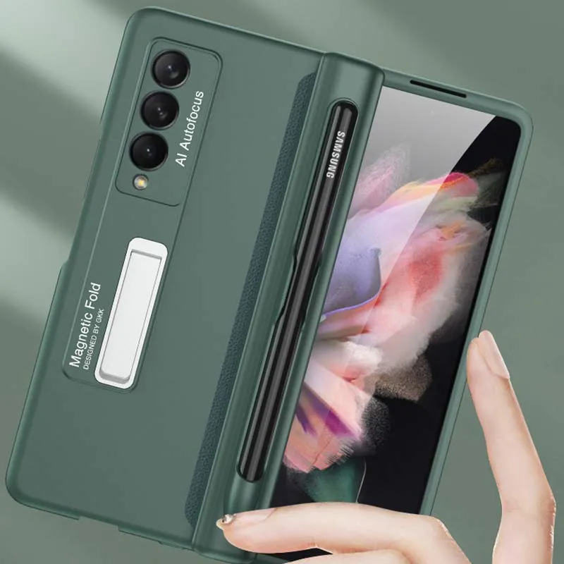 Samsung Galaxy Z Fold 3 Sturdy Phone Case With S-Pen Holder Built-in Magnetic Kickstand