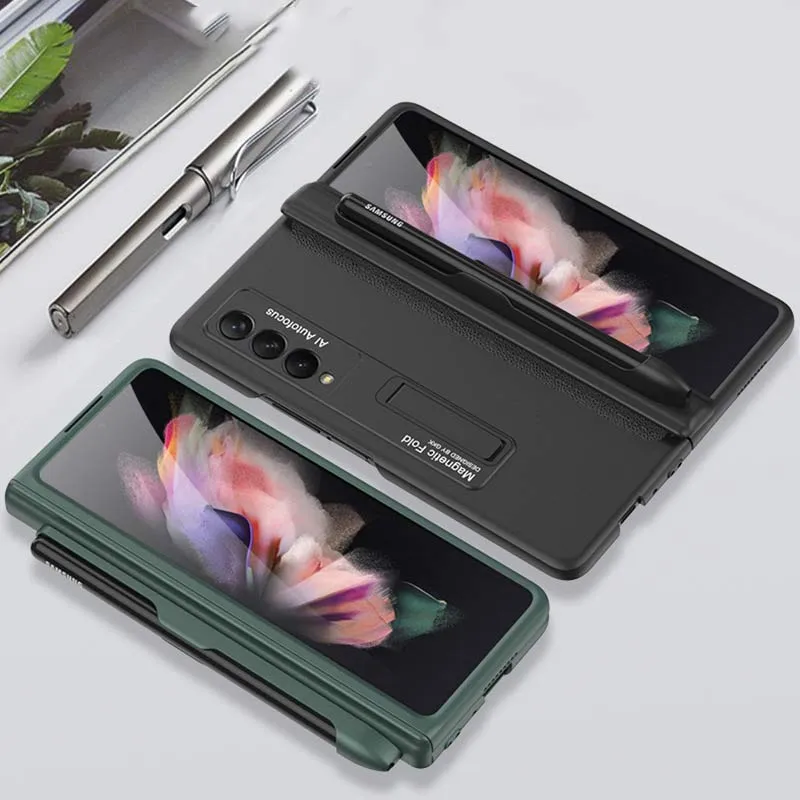 Samsung Galaxy Z Fold 3 Sturdy Phone Case With S-Pen Holder Built-in Magnetic Kickstand