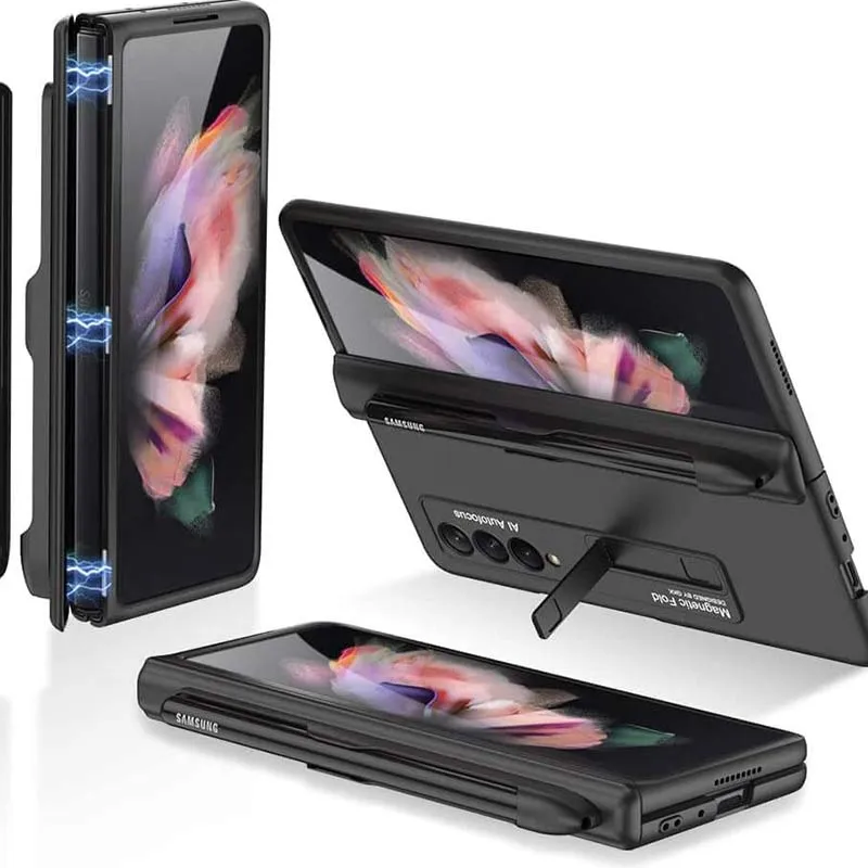 Samsung Galaxy Z Fold 3 Sturdy Phone Case With S-Pen Holder Built-in Magnetic Kickstand
