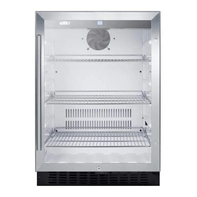 Summit 24" Built-in Glass - Stainless Steel Trim Door Fridge SCR2464