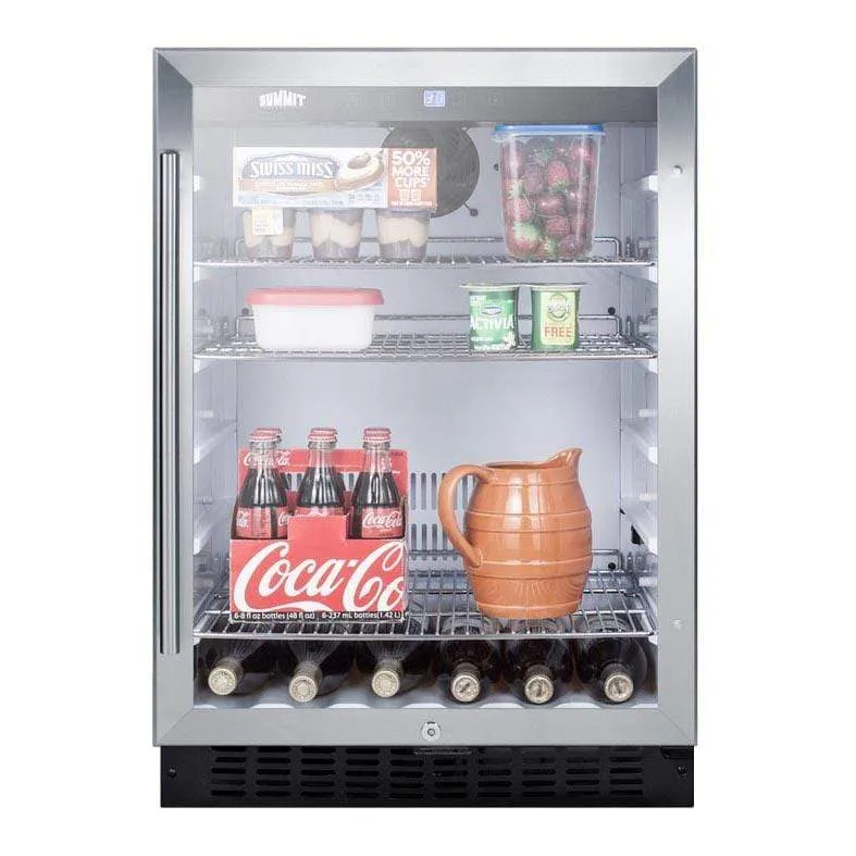 Summit 24" Built-in Glass - Stainless Steel Trim Door Fridge SCR2464