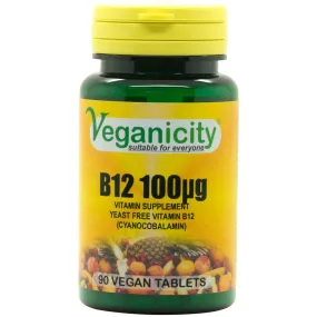 Veganicity B12 Vitamin 100µg High Strength - 90 Tablets