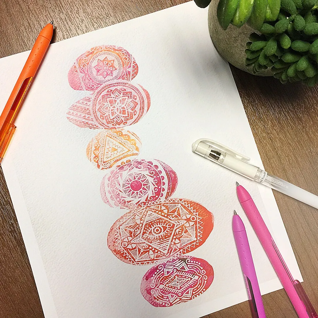 Watercolor Stones Warm Print • Downloadable PDF File • 8x10 or 11x14