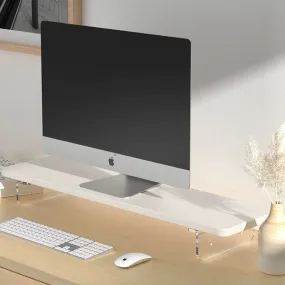 White Minimalist Wooden Monitor Stand
